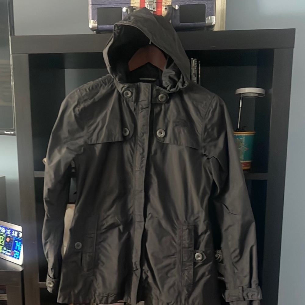 Women's North Face Black Hooded Rain Jacket